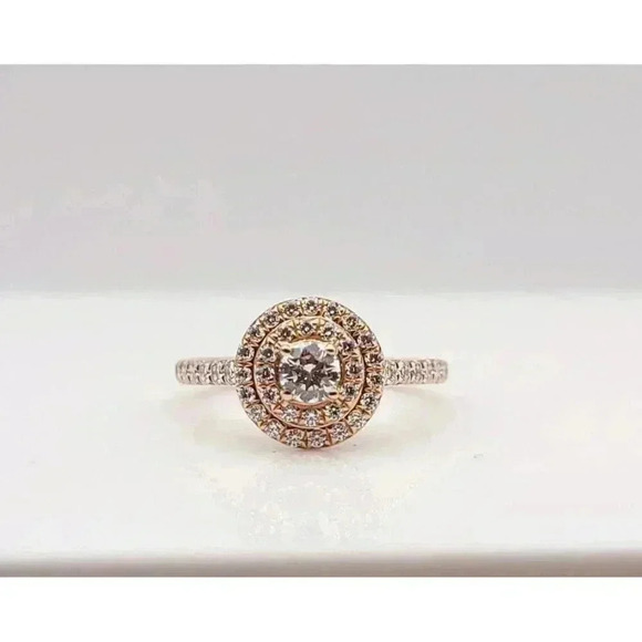 Tiffany & Co. Jewelry - Tiffany & Co 18kt Rose Gold Soleste Diamond Halo Engagement Ring Size 4.5